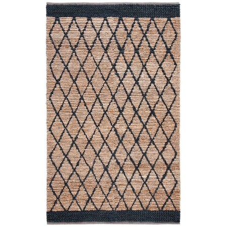 Safavieh 3 x 5 ft. Natural Fiber Hand Loomed Rectangle Area Rug Natural & Black NF951Z-3